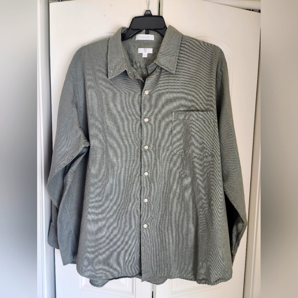 Apt 9 Wrinkle Free Long Sleeve Green/Black Button-Up Shirt Sz XXL!